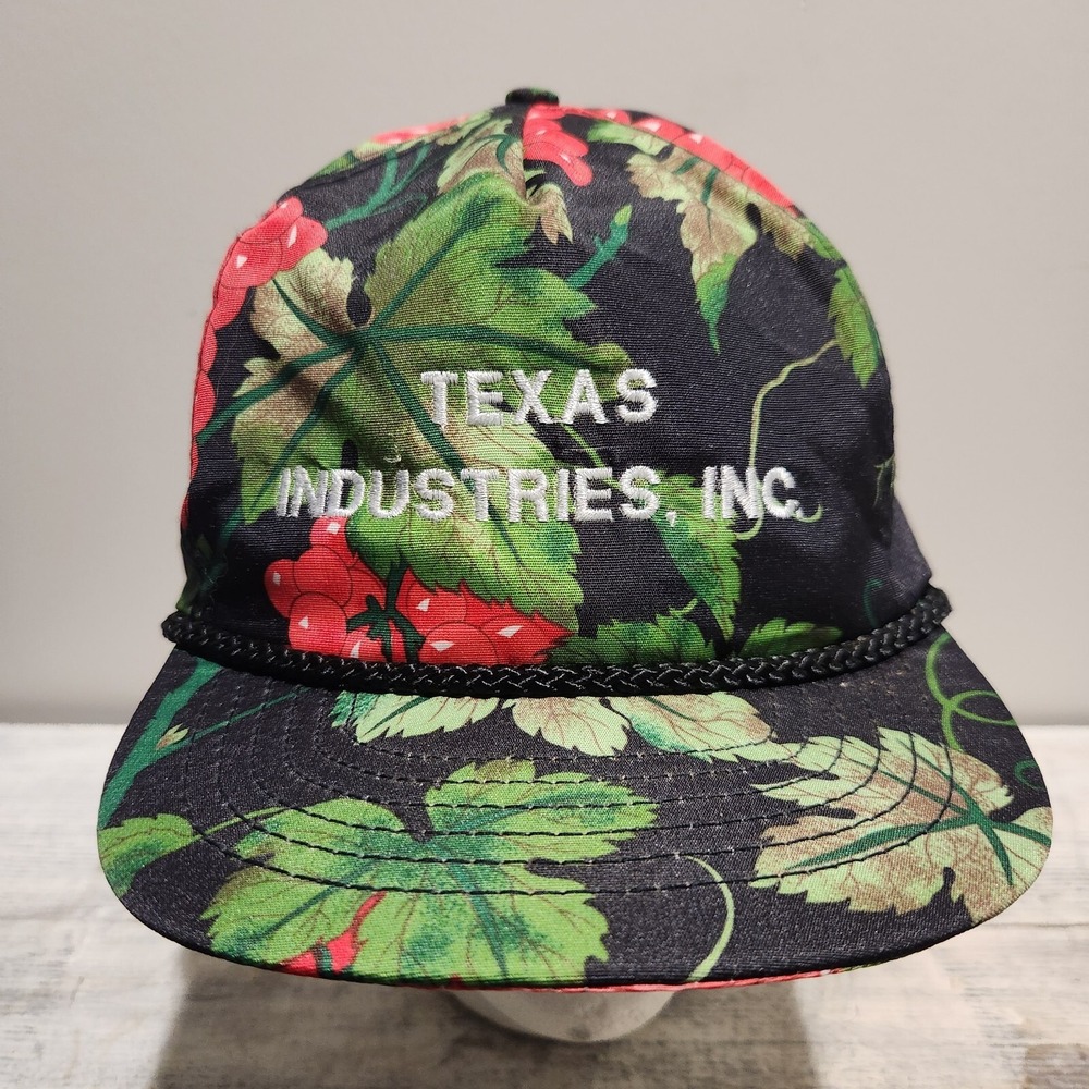 Vintage San Sun Floral Texas Industries Inc Company Adjustable Rope Snapback Hat